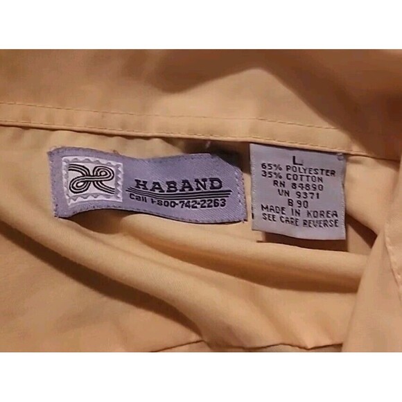 Haband Mens Button Up Shirt Yellow Embroidered Large - Picture 11 of 12